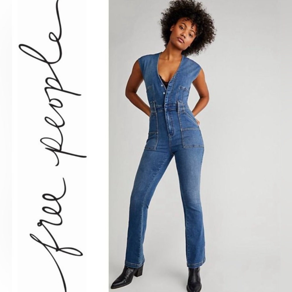 Free People CRVY Hyde Park Jumpsuit Size 0 NWOT